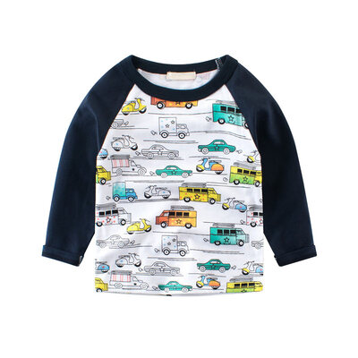 

Cartoon Cotton Autumn Shirt Boy Girls Kids Clothing Children T-shirts Dinosaur Print Long Sleeve T Shirts Stripes Tops