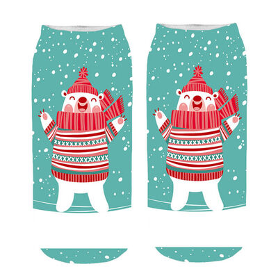 

1Pair Women Socks 3D Cartoon Santa Claus Elk Winter Socks Funny Christmas Cute kawaii Novelty Ankle Comfortable Women Girl Sock