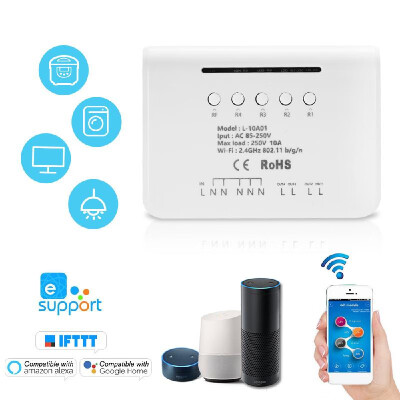 

eWeLink 4CH WIFI Switch Module RF 433MHz 4 Gang Wireless Smart Switch Compatible with Amazon Alexa Google Home Voice Control for