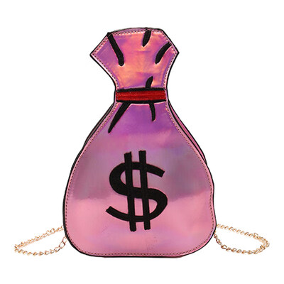 

Fashion Dollar Embroidery Laser Color Mini Shoulder Bag Zipper Crossbody Purse