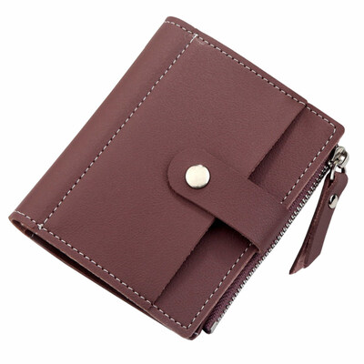 

Solid Color Womens Faux Leather Short Wallet Card Holder Bifold Coin Purse