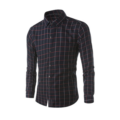 

Tailored Mens Fashion Business Leisure Long-sleeved Lattice Printing Shirt Top Blouse