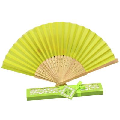 

Wedding Decoration Back Ceremony Solid Color Elegant Silk Cloth Folding Fan 12 Colors Party Decoration