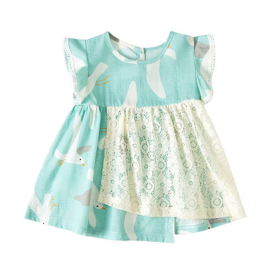 

Cute Dress Summer Baby Girls Dress Floral Lace Design Flare Sleeve Dresses Cotton Kids Toddler Sundress