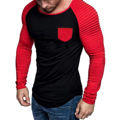 

Mens Casual Fitness T-Shirt Tops Round Neck Long Sleeve Slim Fit Blouse L3XL