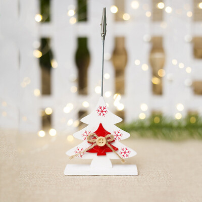 

Toponeto Creative Christmas Wooden Business Card Holder Photo Clip Home Window Door Decor