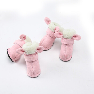 

4 PcsSets Pet Autumn Winter Thickened Warm Boots for Dogs Comfortable Paw Protector Rabbit Ears