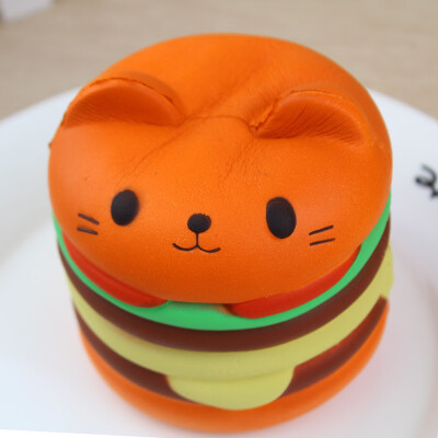 

Siaonvr Jumbo Cartoon Cat Hamburger Scented Slow Rising Exquisite Kid Soft Toy OR