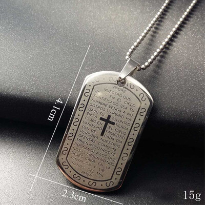 

Cross Crucifix Bible Text Prayer Tag Pendant Necklace KeyChain Steel Unisex