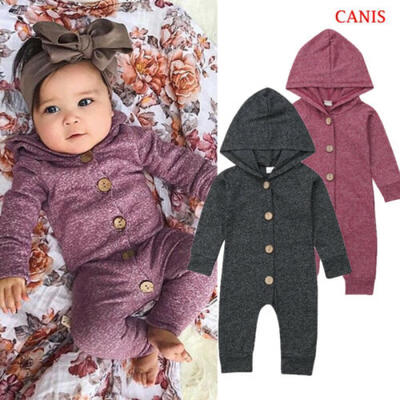 

US Newborn Baby Boy Girl Hooded Romper Jumpsuit Bodysuit Playsuit Clothes Outfit