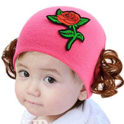 

New Cute Toddler Kids Baby Girl Cute Flower Wig Design Winter Warm Hat Cap Headwear