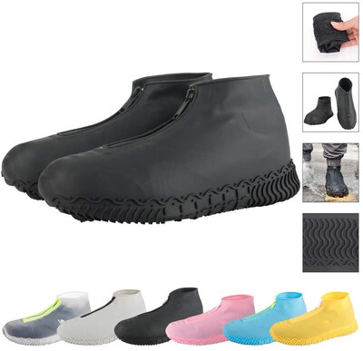 

Reusable silicone waterproof shoe cover zipper no slip silicone shoe cover suitable for children adults