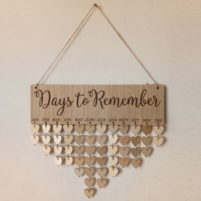 

Gobestart Wood Birthday Reminder Board Birch Plaque Sign Family &Friends DIY Calendar A