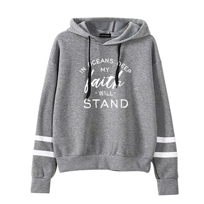 

Women New Fashion Hoodies Faith Letter Printing Casual Long Sleeve Hooded Pullover Sweatshirt Tops