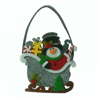 

Tailored Christmas Sled Shape Portable Candy Bag Cartoon Deer Pattern Gift Bag Snowman