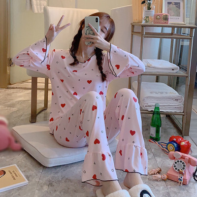 

Women 2PCS Sleepwear Pajamas Cute Carrot Print Casual Tops Pants Home Long Sleeve Nightwear