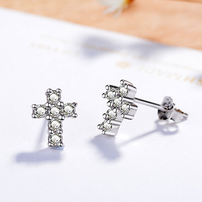 

New Fashion Silver Color Sparkling Cross Earrings For Women Jewelry Gifts