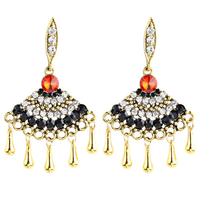 

2019 New Exquisite Handmade Rhinestone Fan Earrings For Women Party Statement bohemia Female Gifts