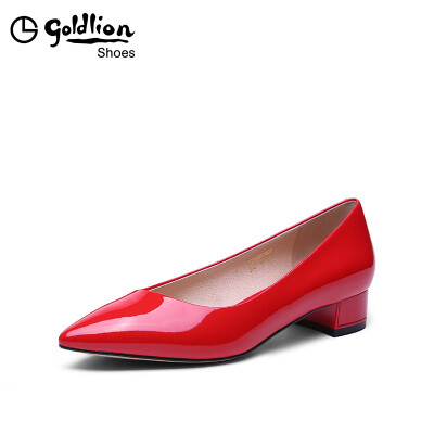 

Goldlion goldlion lady pointed thick low with fashion patent leather shallow mouth work shoes 62091002280P - red - 37 yards