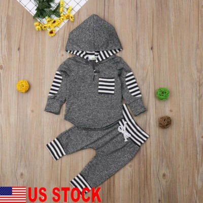

US Toddler Baby Boy Girls Unisex Clothes Warm Hooded SweatshirtPants Outfits