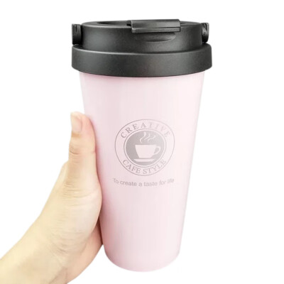 

500ml Large Capacity Travel Mug Creative Coffee Cup 304 Stainless Steel Double Wall Vacuum Insulated Wide Mouth Tea Cup with Lid