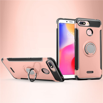 

Back Cover For Xiaomi Redmi 6 Case Car Holder Stand Hard PC Silicon Ring Suction Bracket Celulars