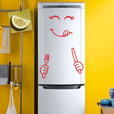 

Toponeto Cute Sticker Fridge Happy Delicious Face Kitchen Fridge Wall Stickers Art