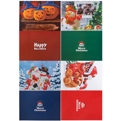 

4Pcs\Set 5D Diamond Painting Christmas Greeting Cards Diy Set New Year Xmas Gift