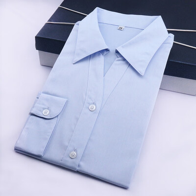 

D-127F1 Blue Womens V-neck Long Sleeve