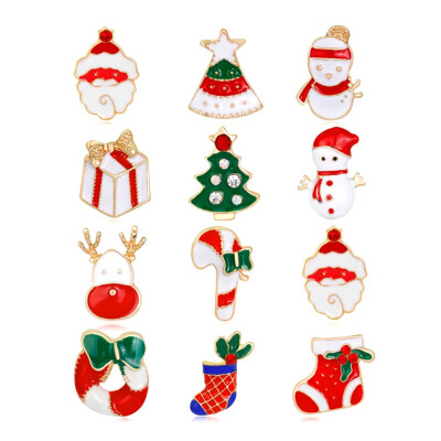 

Christmas Brooch Pins Set Rhinestone Winter Creative Jewelry Gifts For Friends Families Cute Enamel Pins Accessories