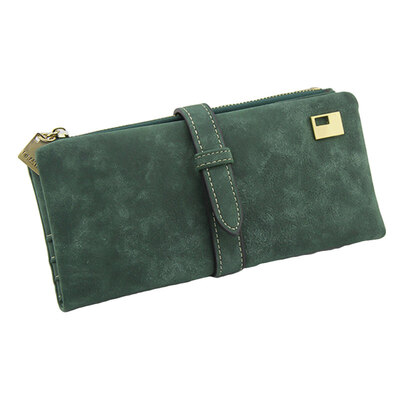 

Fashion Women Solid Color Matte Buckle Long Zip Wallet Coin Purse Card Holder