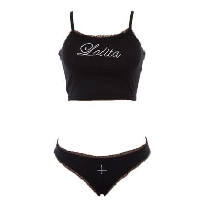 

Summer Two-piece Set Sexy Women Sets Sexy Sleeveless Letter Print Tops Vest Underwear Beach Casual Fashion Wooden Ear