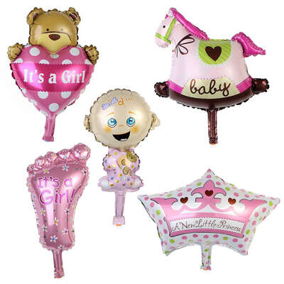 

5 PcsSet Foil Balloon Baby Girl Boy Cute Bear Horse Birthday Party Valentines Day Engagement Background Decoration