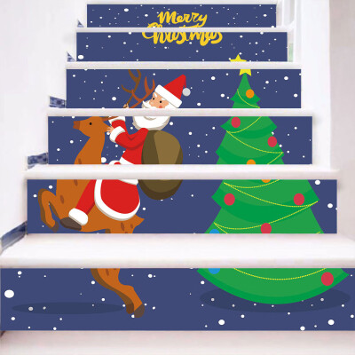 

〖Follure〗Christmas 3D Simulation stair stickers Waterproof Wall Stickers DIY Home Decor