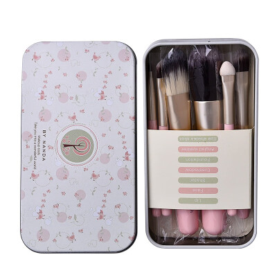 

Mini Pink Cosmetics Make up Brush Kit Metal Box maquiagem Makeup Brushes Professional 7 Brushes Set