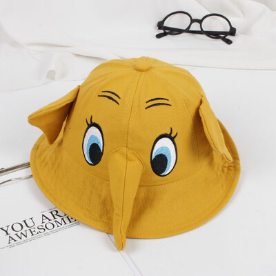

Autumn Baby Boys Girls Toddler Cartoon Elephant Bucket Hats With Ear Design Caps Reversible Sun Headwear