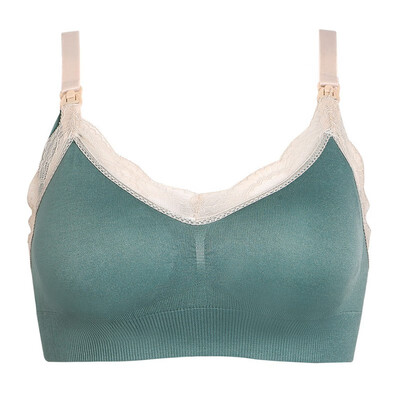 

Lace Patchwork Seamless Padded Push Up Bra Wire Free Bralette Breast-Feeding Womens Bras Tops Back Closure Bras For Women