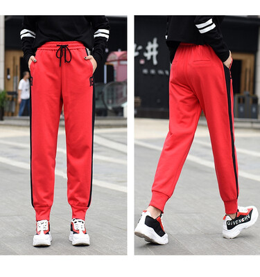 

New autumnwinter 2018 womens side stripe casual sport trousers with elastic waist&thick trousers