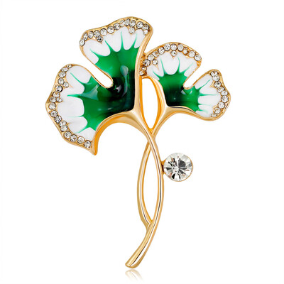 

2 Colors Women Charming Painting Oil Ginkgo Biloba Leaf Lovely Collar Brooches Pin Fashion Jewelry