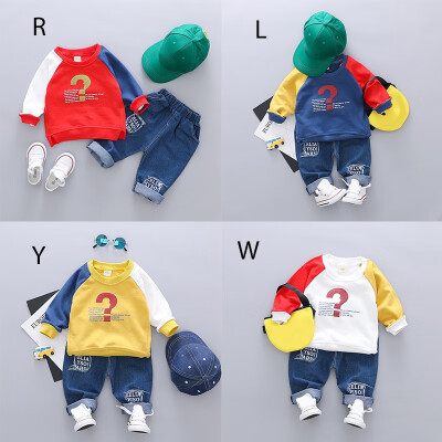 

Autumn The New Baby Boys Casual Long Sleeve Letters Patchwork Sweatshirt TopsPants Trouser Costume Set