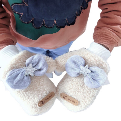 

Toddler Baby Gloves Thicken Girls Boys Full Finger Winter Warmer Knitted Mittens Bowknot Gloves