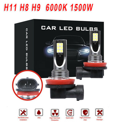 

2pcs H11 LED Fog Light Bulbs High Low Beam Headlight 6000K White 12V-24V Durable