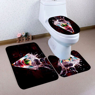 

〖Follure〗3PCS Christmas Bathroom Non-Slip Pedestal Rug Lid Toilet Cover Bath Mat Set