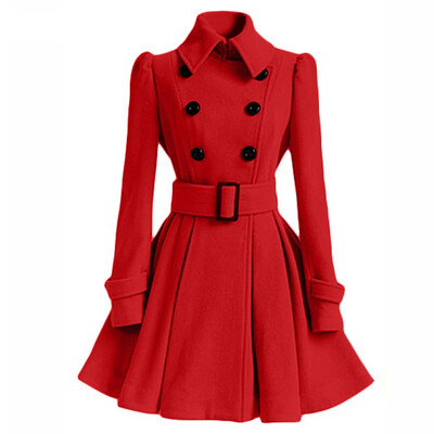 

Autumn Winter Coat Women Fashion Vintage Slim Double Breasted Jackets Female Elegant Long Warm White Coat