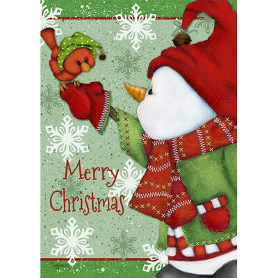 

Christmas Garden Flag Santa Claus Reindeer Snowman Pattern For Home Lawn Yarn Decor Winter Xmas Party Supplies