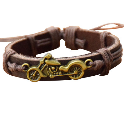 

Motorcycle PU Leather Bracelet Men Vintage Rope Bracelet