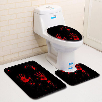 

〖Follure〗Blood Handprint Bathroom Toilet Three Piece Floor Mat Door Mat Bathroom Carpet