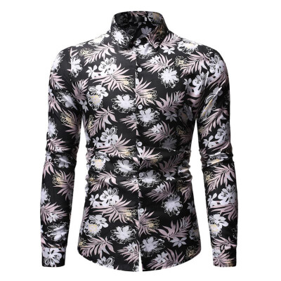 

Tailored Mens Fashion Hawaiian Style Leisure Printing Long-sleeved Shirt Tops Blouse