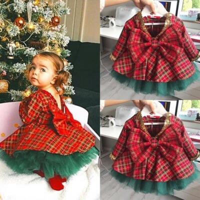 

New Hot XMAS Kids Baby Girls Party Pageant DressTutu Skirts Outfit Set