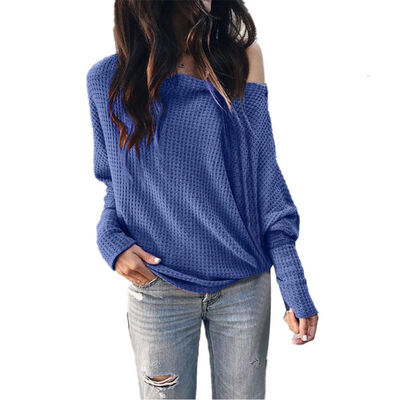 

Strapless Lantern Sleeve T-Shirt Womens Long Sleeve Simple Solid Color Casual Joker Loose Autumn Micro Sexy
